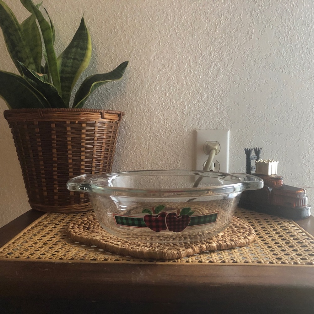 Plaid Apple Vintage Anchor Hocking Casserole Dish
